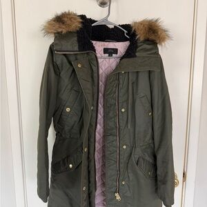 J Crew Olive Green Fur-Trimmed Women's Jacket